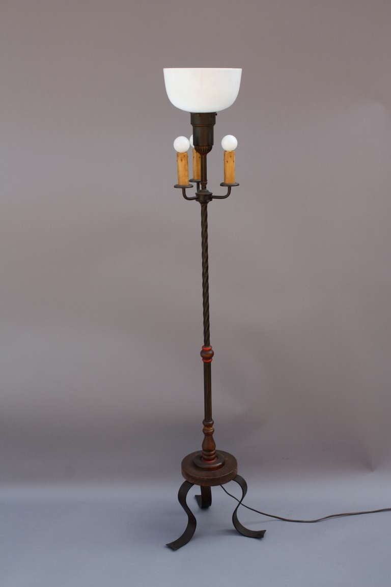 Antique Monterey Rancho Style Lamp With Rawhide Shade In Good Condition In Pasadena, CA
