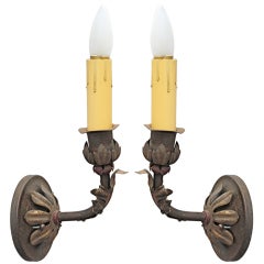 Antique 1920
s Pair Of Exquisite Single Spanish Revival Sconces