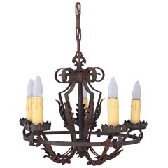 Antique 1920's Wrought Iron Chandelier