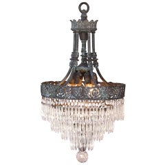 Stunning Bronze and Crystal Fixture