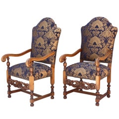 Pair of Antique 1920's Carved Armchairs
