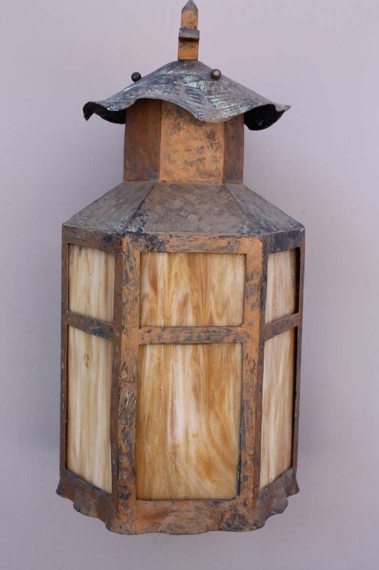 Antique Hammered Copper Exterior Lantern