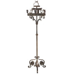 Antique Wrought Iron Candelabra Torchiere