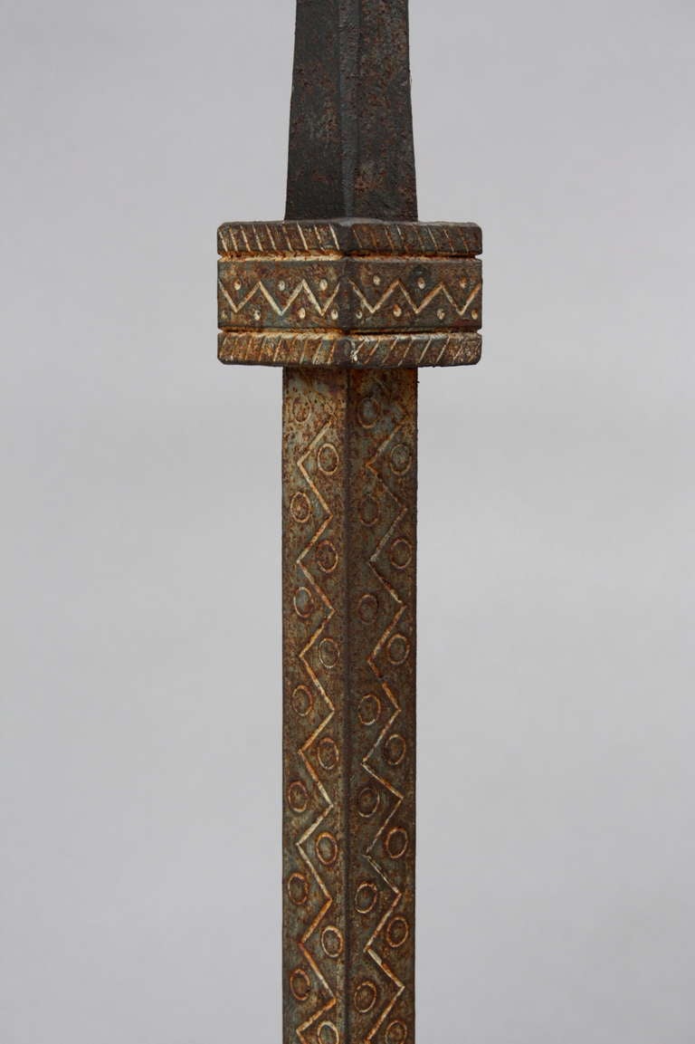 American Antique Wrought Iron Candelabra Torchiere