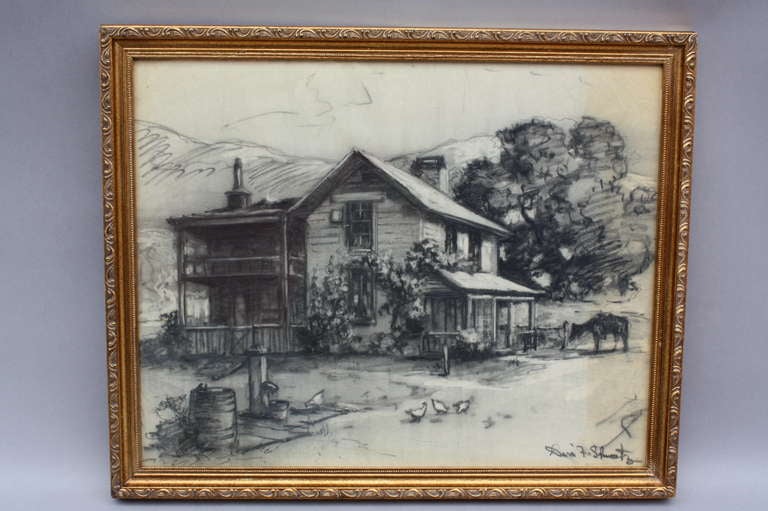 Charcoal Drawing Davis F. Schwartz (1879-1969)