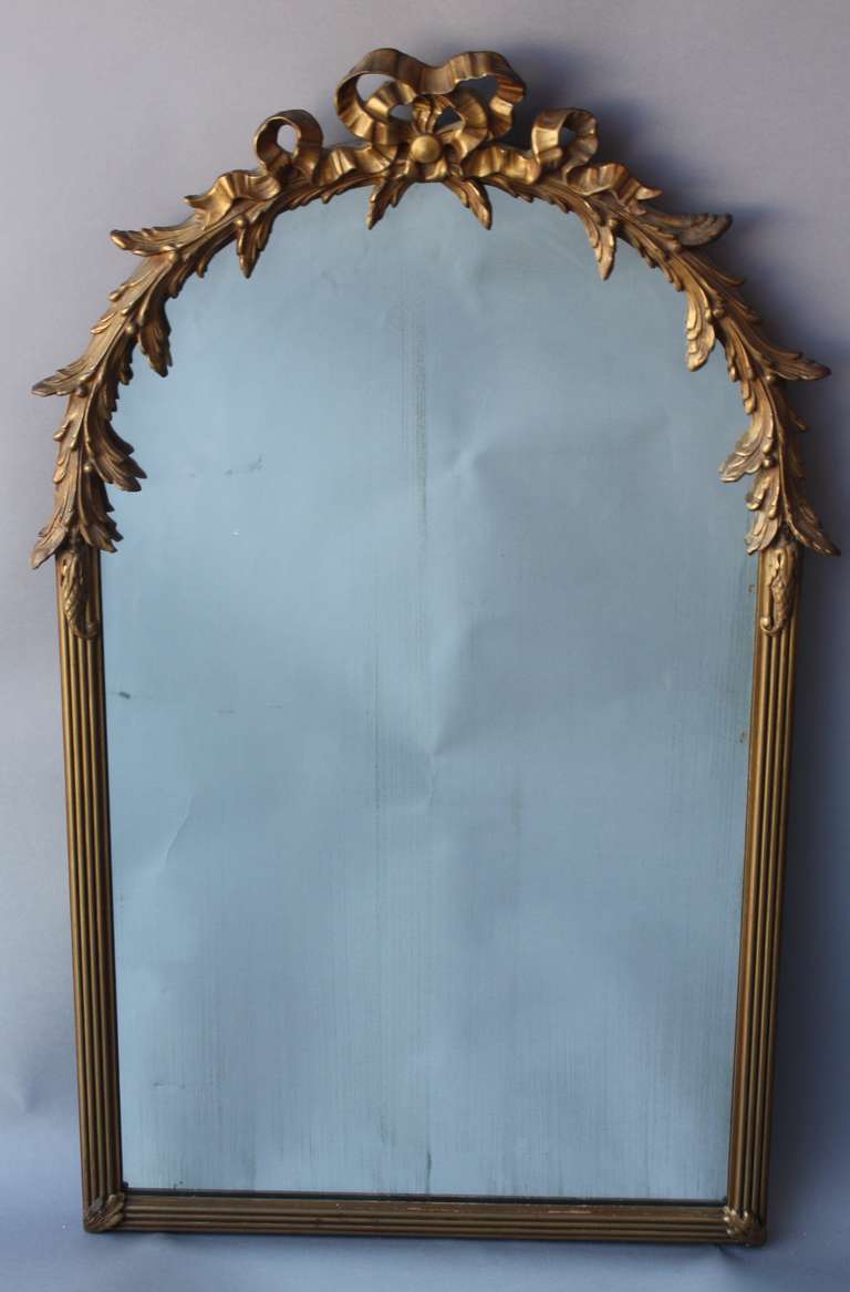1920's mirror with leaf garland and ribbon motif. 34.25