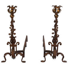 Outstanding Pair of Andirons