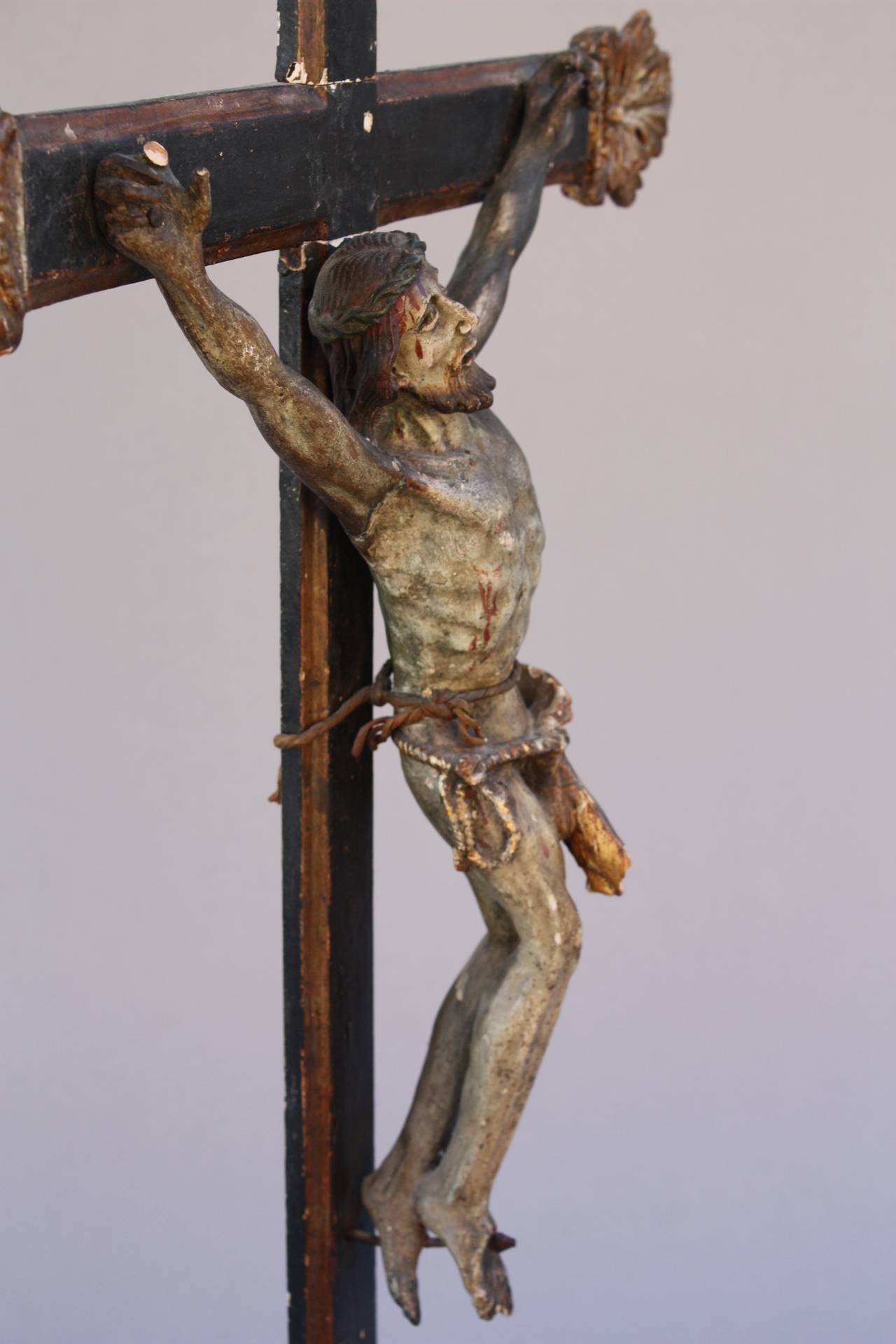 18th Century Wood Carved Crucifix 3