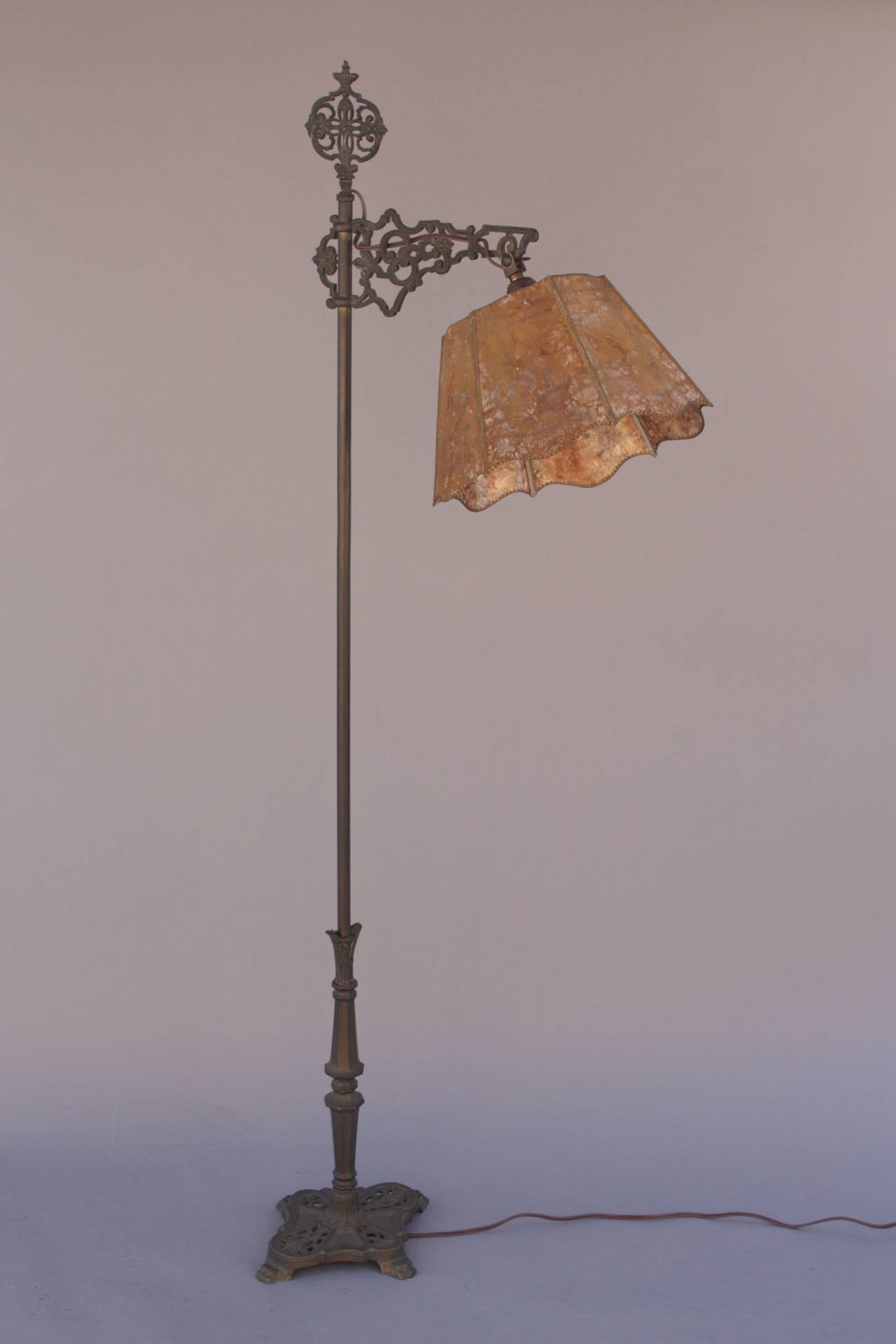 Circa 1920's bridge lamp with wonderful period mica shade.59