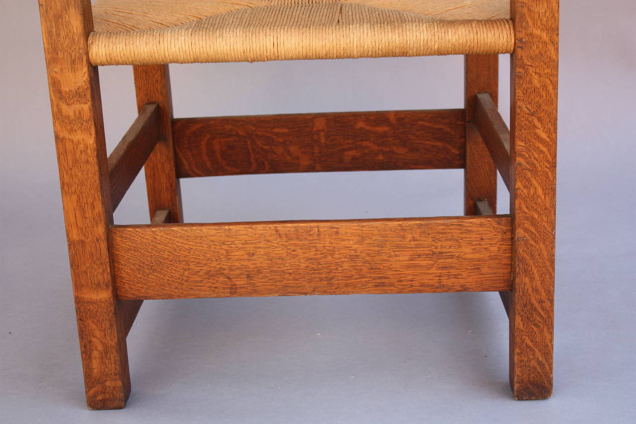 Early 20th Century Pair Of V Back Gustav Stickley Chairs.