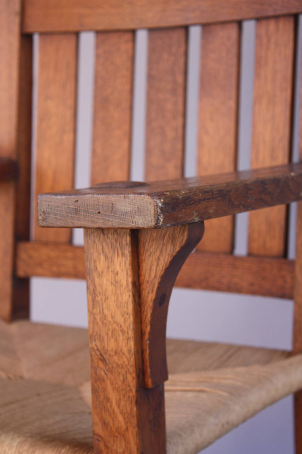Arts and Crafts Pair Of V Back Gustav Stickley Chairs.
