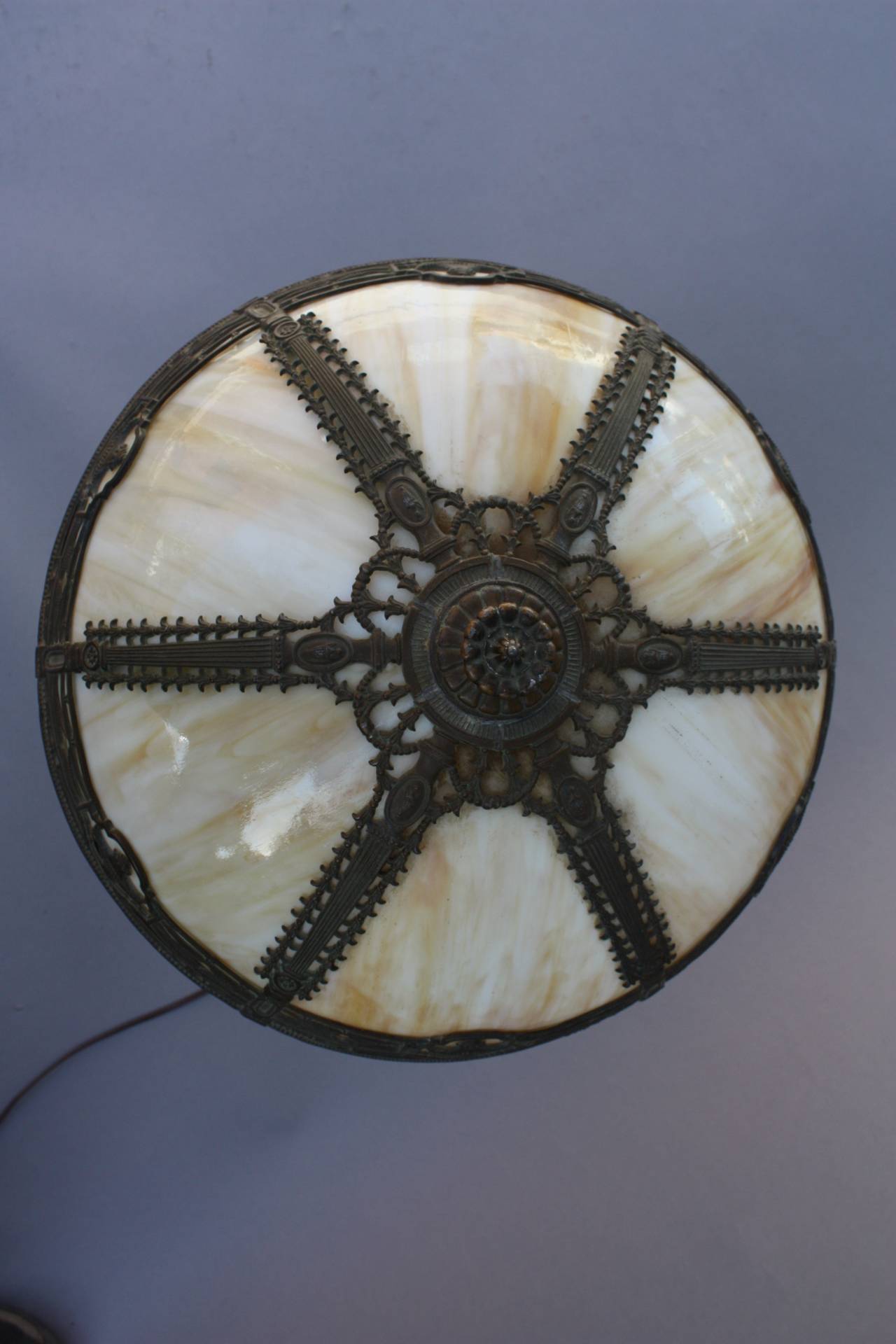Turn of the Century Slag Glass Table Lamp 1