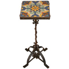 California Tile Table/Drink Stand with Exceptional Iron Base