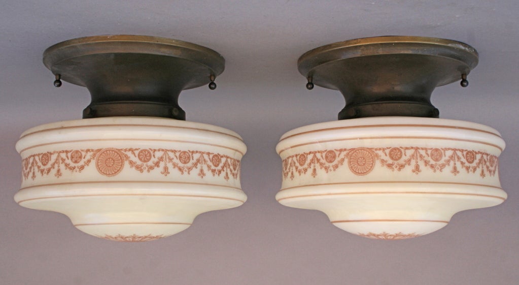 Pair of Formal 1930's Ceiling Mounts