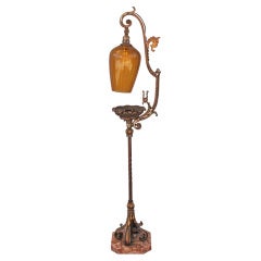 Antique Floor Lamp With Ashtray Attrib. To Oscar Bach