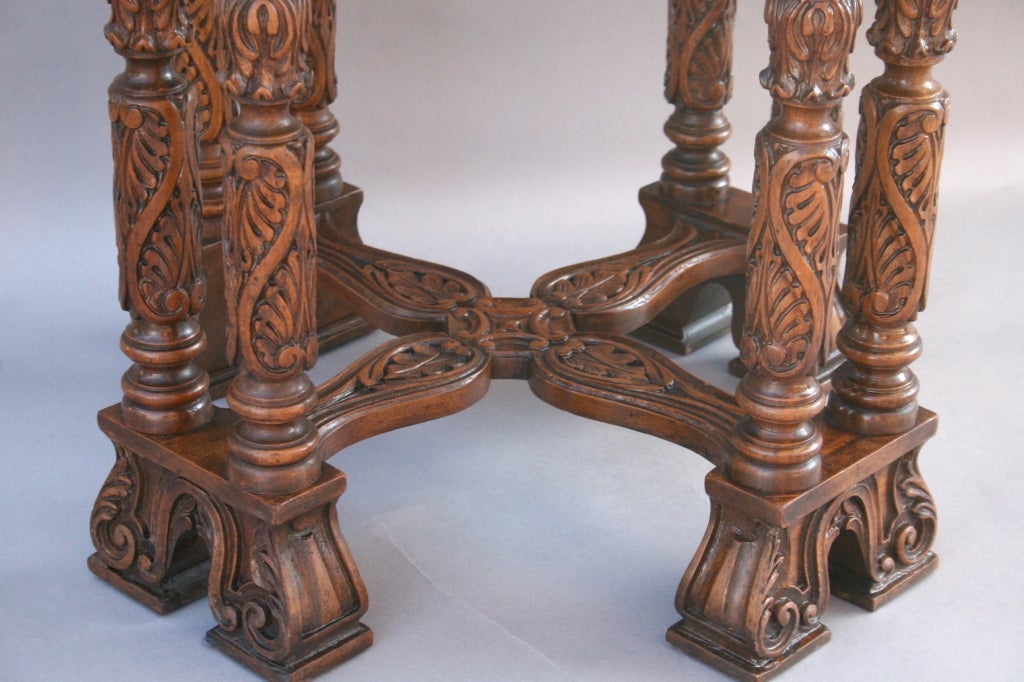 1920's Octagonal Table w/Carved Legs at 1stdibs