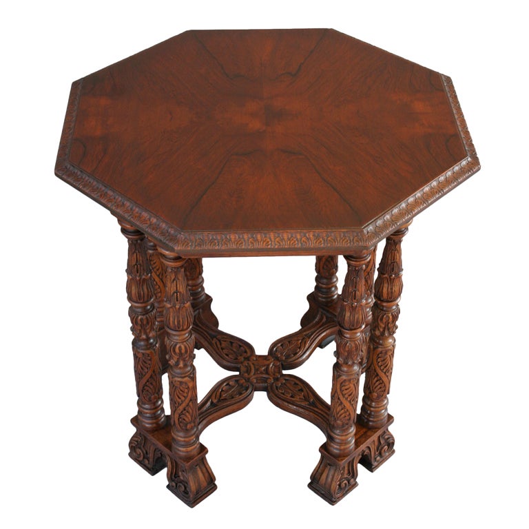 1920's Octagonal Table w/Carved Legs at 1stDibs