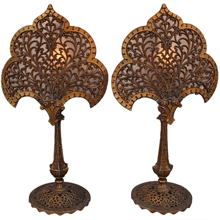 Pair Of 1920's Fan Shaped Lamps