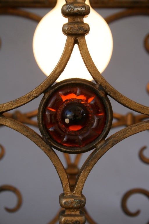 Glass Large Scale Wrought iron Pendant