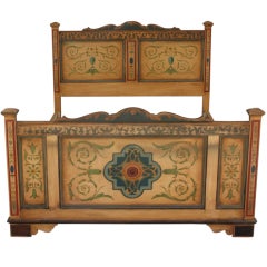 Antique Barker Bros Hand Painted Double Bed