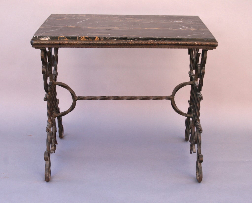 Small Marble Side Table w/Exceptional Iron Base
