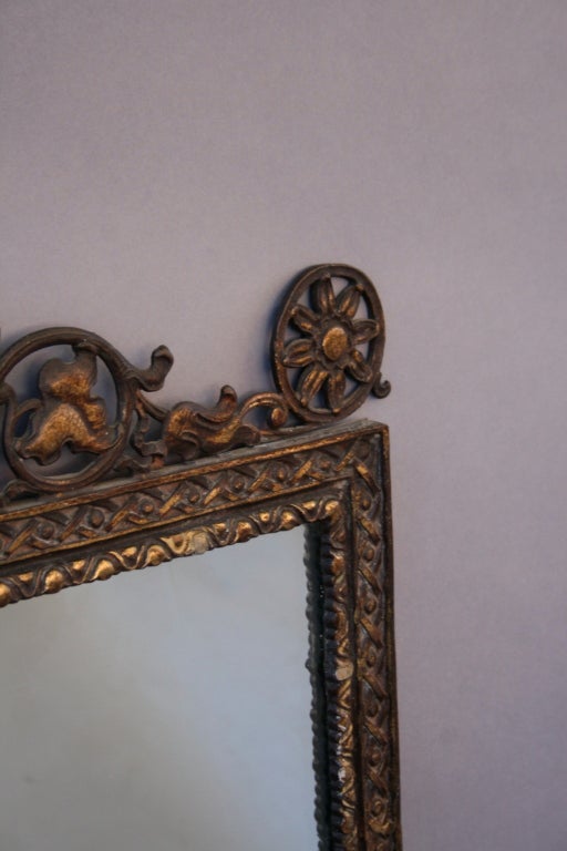 Antique Bronze Mirror With Peacock Motif 2