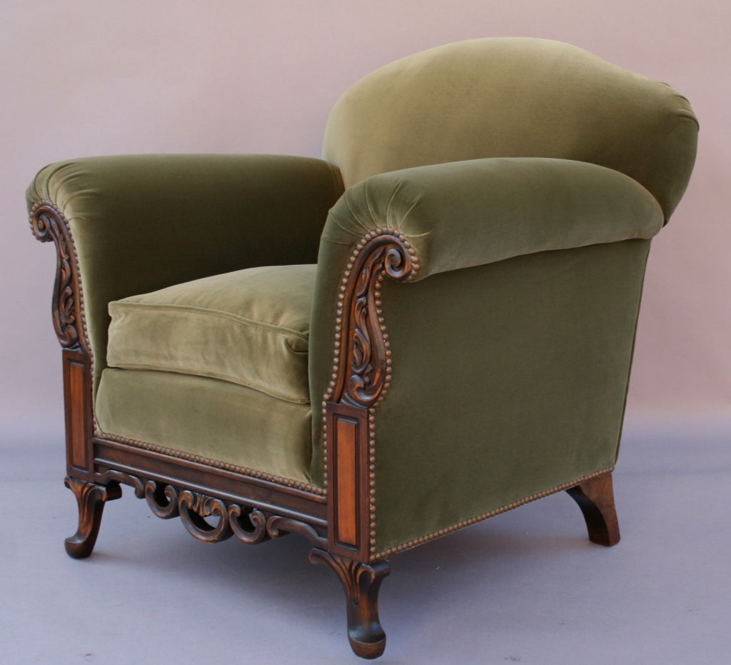 20th Century Spanish Revival Velvet Chair