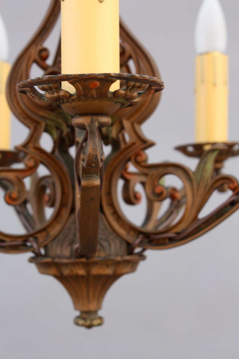 Spanish Colonial Antique Spanish Revival Polychrome Chandelier For Sale