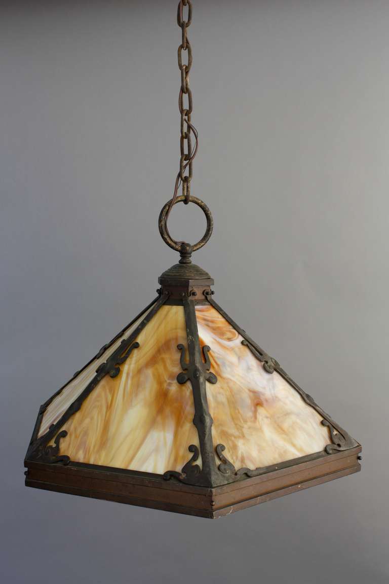American Circa 1910 Arts & Crafts Hanging Pendant Light