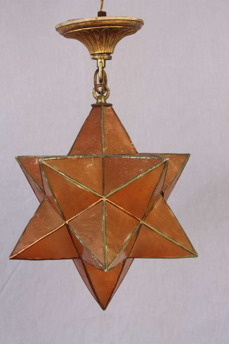 Moroccan 1930s Morovian Capiz Star Pendant