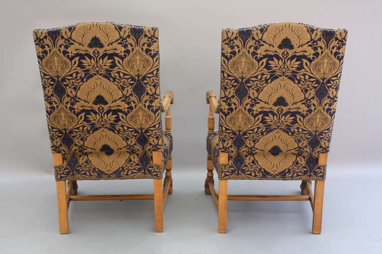 Wood 1920's Classic Pair of Spanish Revival Armchairs