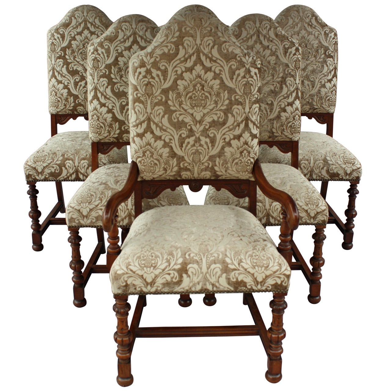 Set of Six 1920s Upholstered Chairs