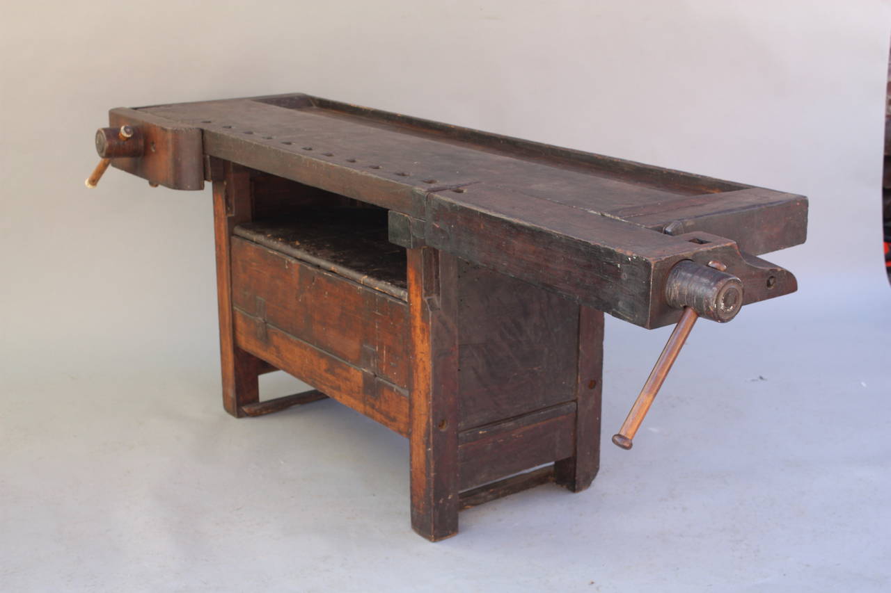 Fantastic Industrial Rustic, Turn of the Century Work Bench In Good Condition In Pasadena, CA