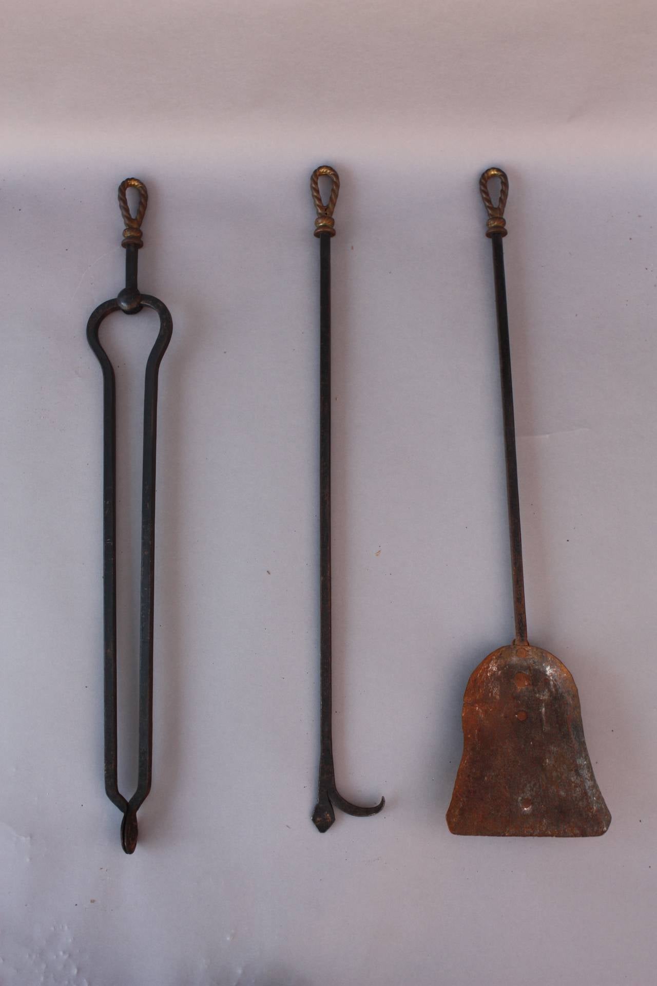 Early 20th Century 1920s Wrought Iron Fire Tool Set