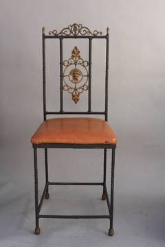Iron And Bronze Side Chair Attributed to Oscar Bach