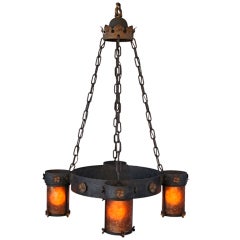 1920's Iron & Mica Chandelier