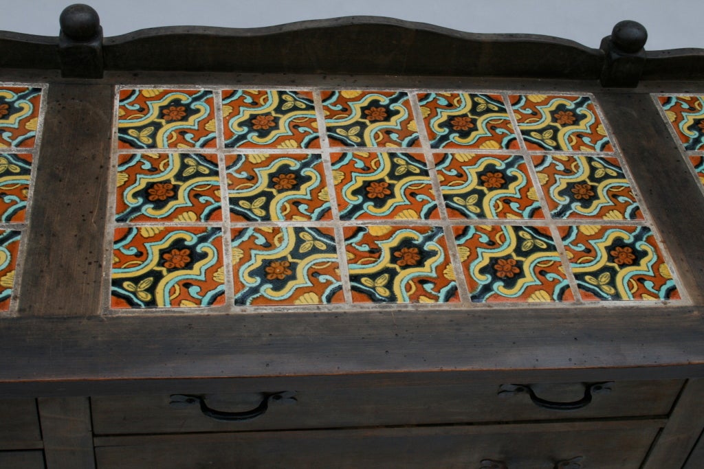Exceptional Museum-Quality Tiled Monterey Sideboard In Excellent Condition In Pasadena, CA