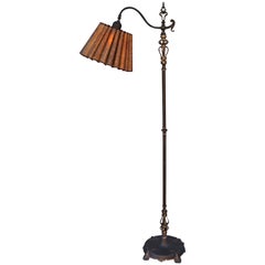 Antique Bridge Lamp with Fluted Mica Shade
