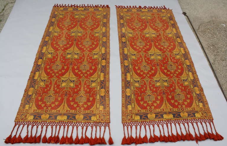 Early 20th century pair of tapestry panels.  Traditional these would hang over open doorways.