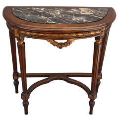 1920's Demi Lune Table With Marble