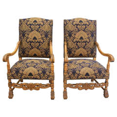 1920's Classic Pair of Spanish Revival Armchairs