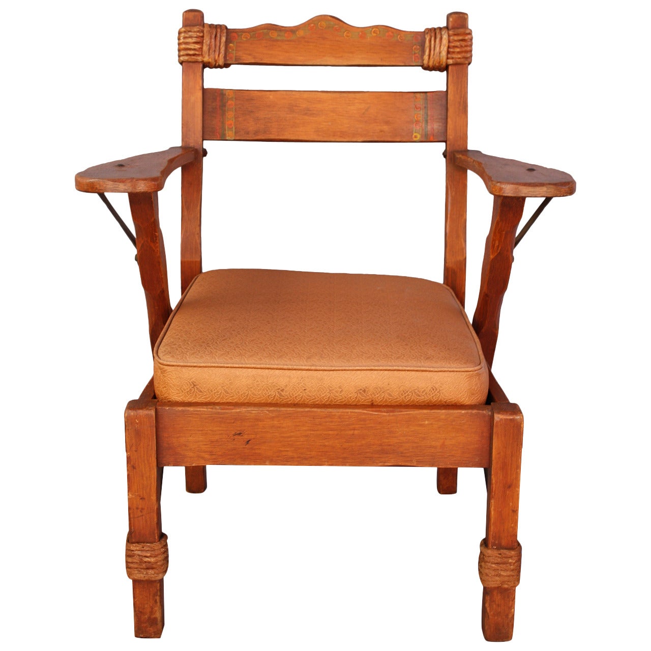 Coronado Armchair with Rope and Iron Strapping For Sale