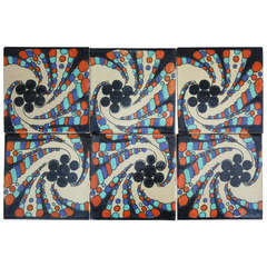 Set of Six Hispano Moresque Tiles, 1920s