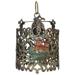 1920s Small Filigree Pendant with Galleon Motif