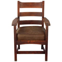 Signed Arts & Crafts Charles Stickley Armchair