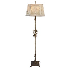 Lovely 1920's Floor Lamp With Metal Mesh Shade