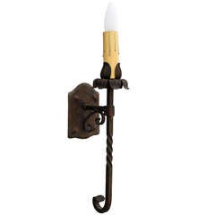 Long Single Polychromed  Spanish Revival Sconces
