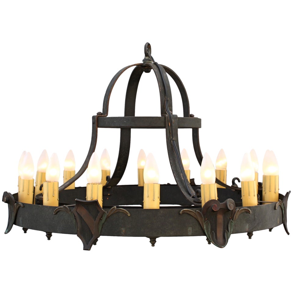 Large Antique Spanish Revival Chandelier