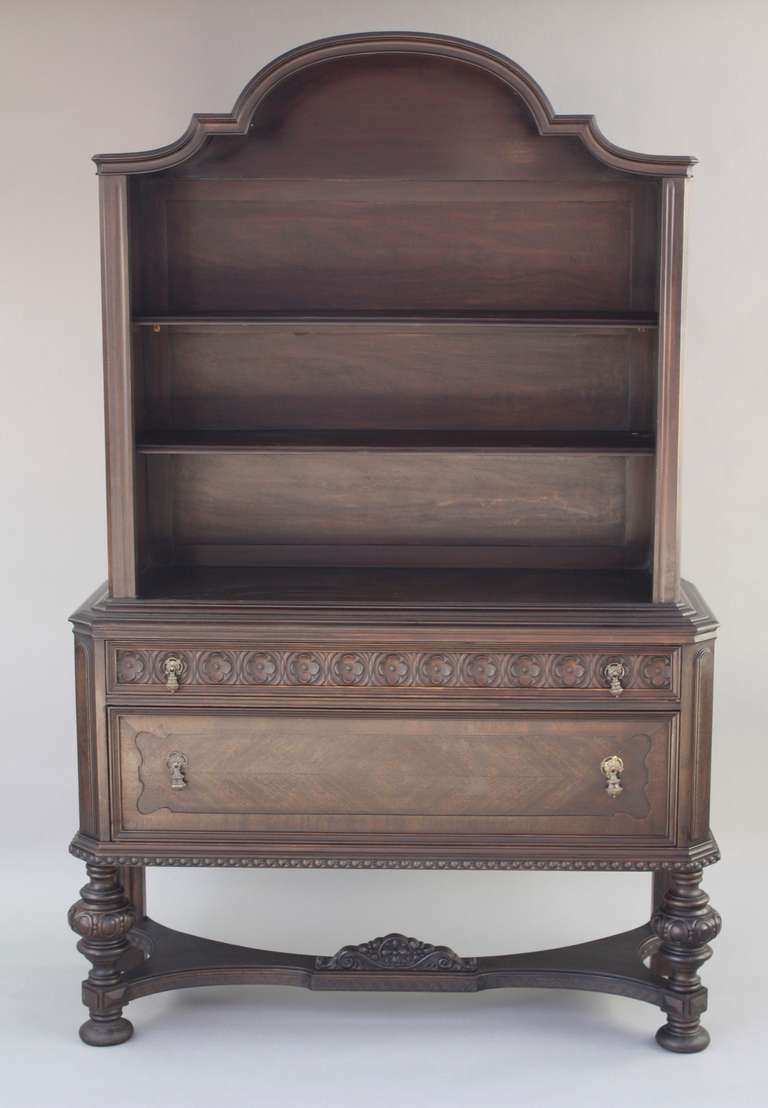 American Arched Top Walnut Bookcase