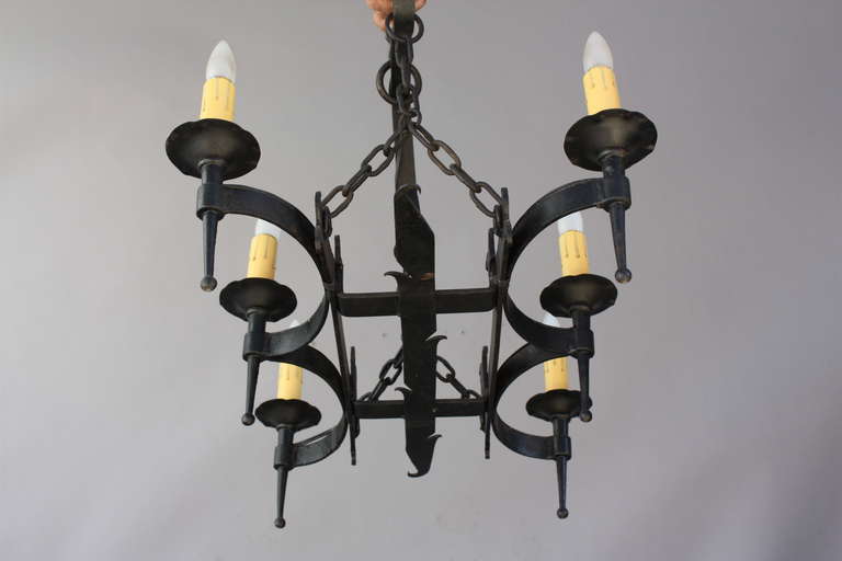 Spanish Revival Chandelier with Six Lights In Excellent Condition In Pasadena, CA